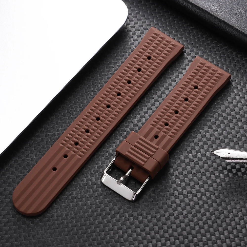 Premium Rubber Waffle Watchband - Universal Soft Silicone Strap Replacement, 20mm/22mm