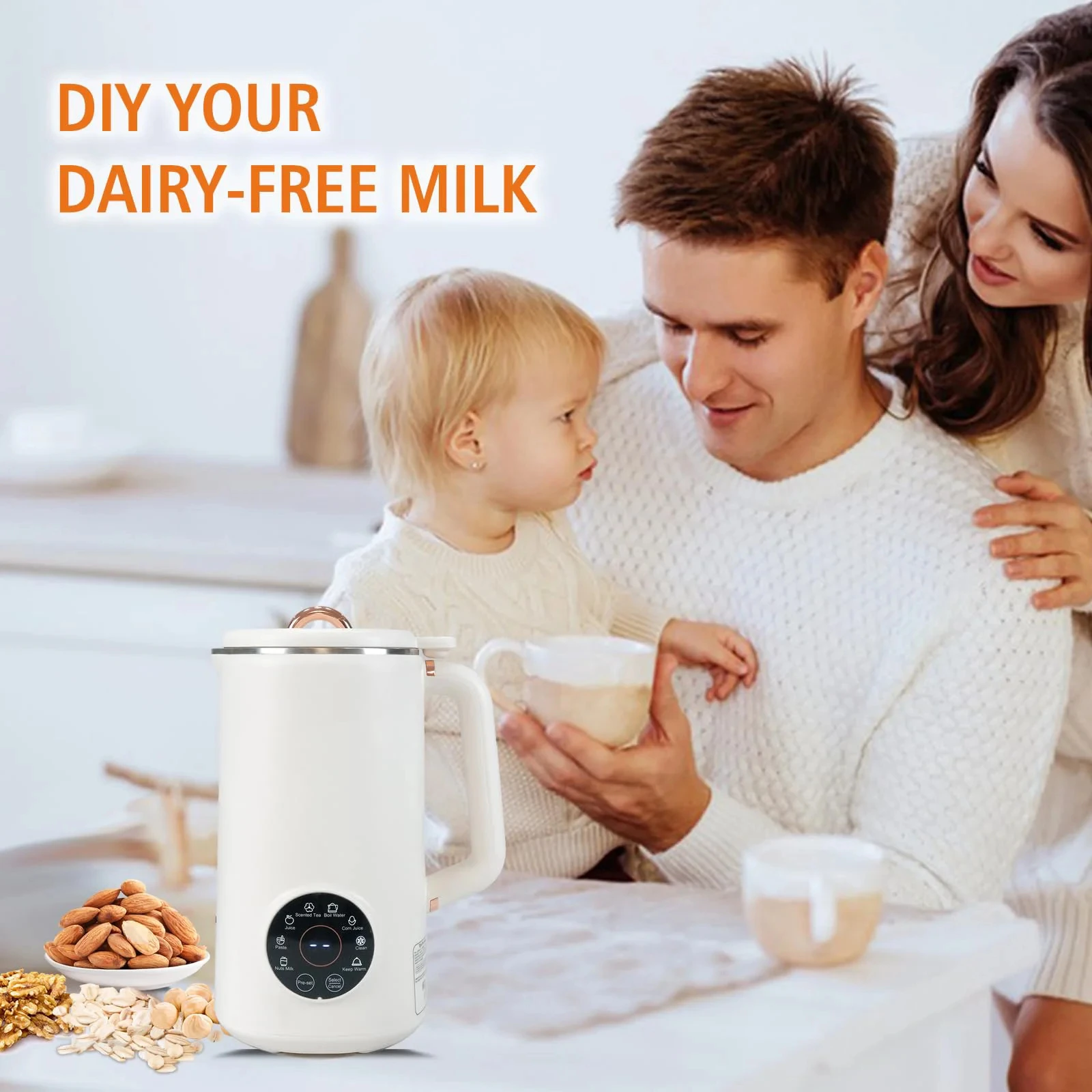 HOMEFISH Nut Milk Maker 8-In-1 Automatic