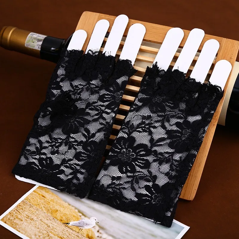 Women Sexy Glove Lace Gloves Sunscreen Short Glove Fingerless Lace Driving Gloves Spring Summer Multi Finger Accessories