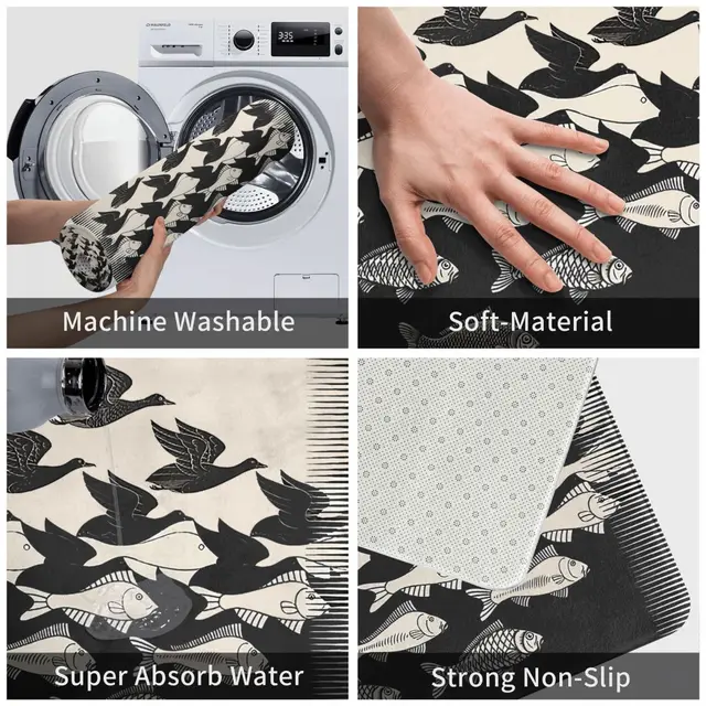 Bath Mat Sky And Water I Maurits Cornelis Escher Deartmat Nappali Szőnyeg Erkély Otthoni Dekoráció - Image 4