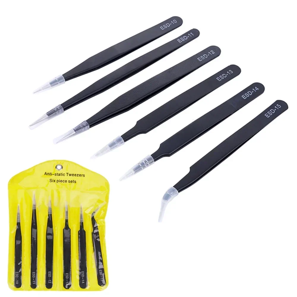 Stainless Steel Tweezers ESD Anti-Static for Electronics Repair Soldering
