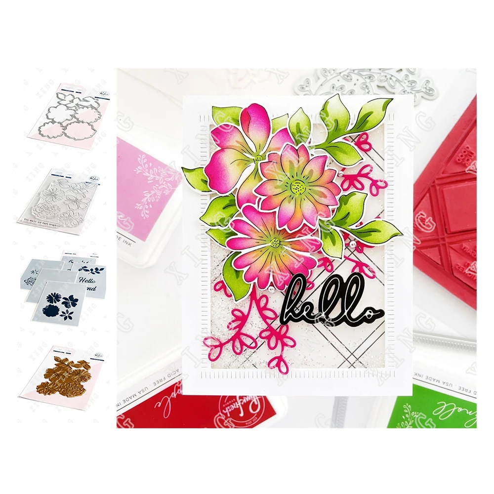 

2022 New Metal Cutting Dies Stamps Set Brighter Days Flowers Stencils Hot Foil Scrapbooking Diary Decora Handmade Diy Gift Card