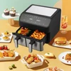 8L 2000W Stainless Steel Air Fryer Double Basket Digital Display with 8 Cooking Presets Oilless Cooker Dishwasher Safe Basket 5