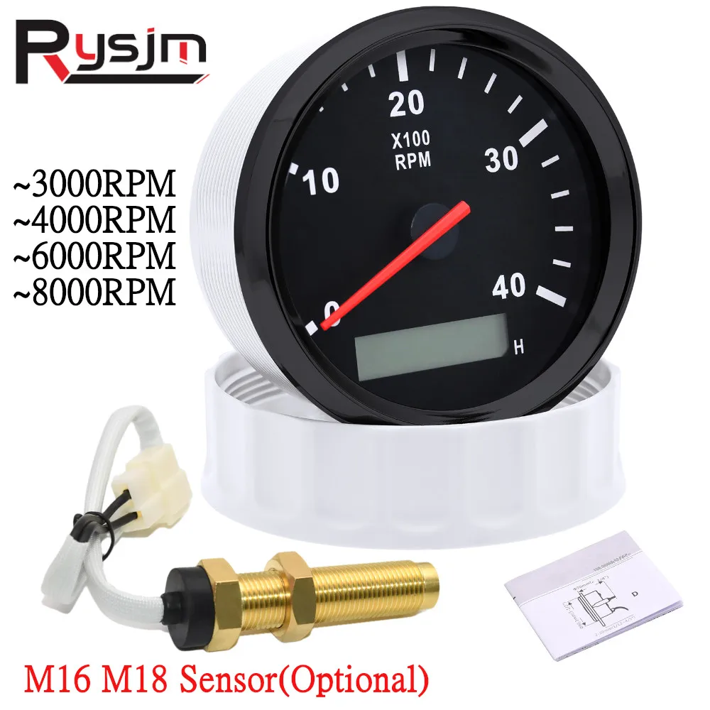 Custom 9-32V 85mm Marine Tacho Meter Gauge LCD Digital Hourmeter Boat ...