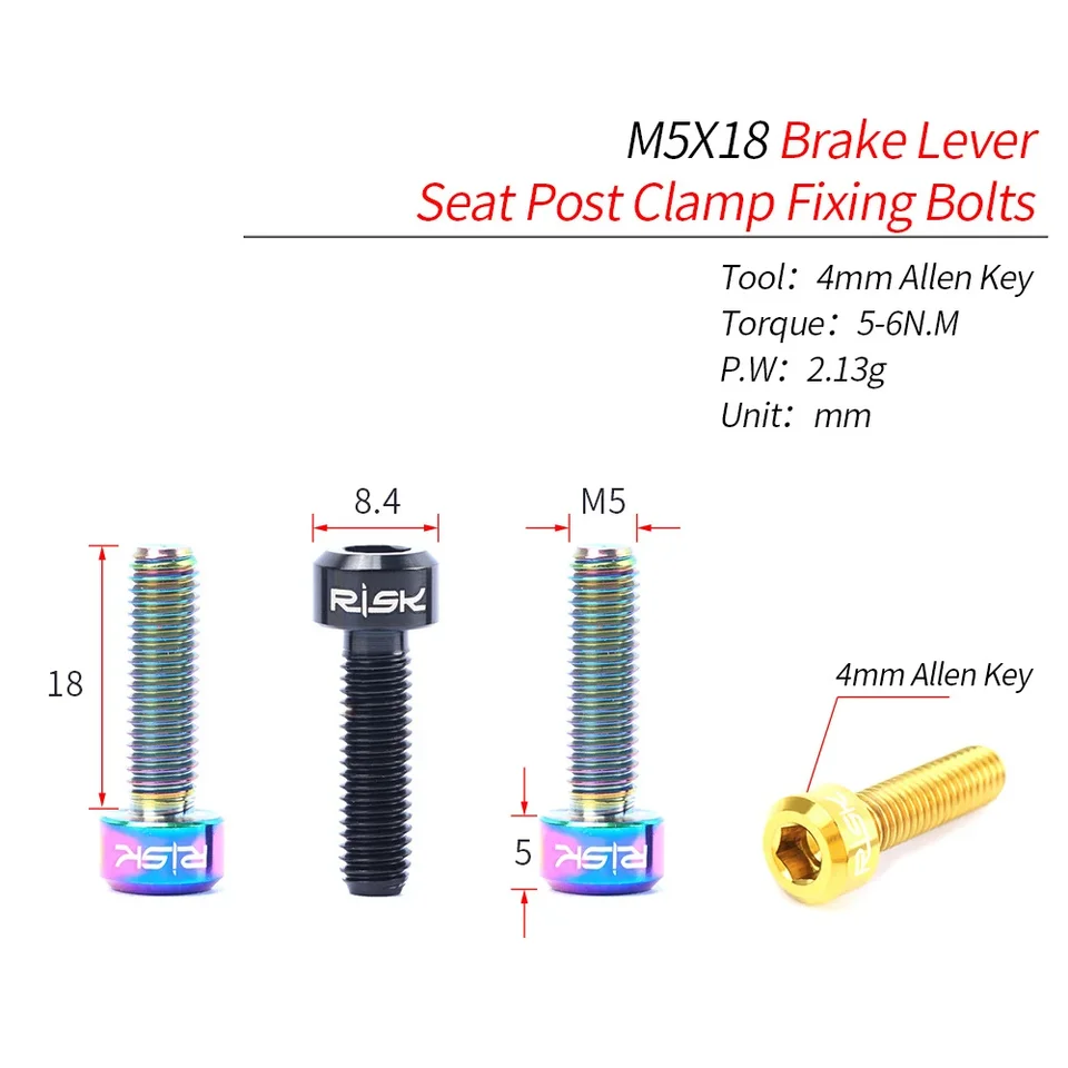リスク-自転車ブレーキレバーボルト,m5x18,ロードバイクおよび