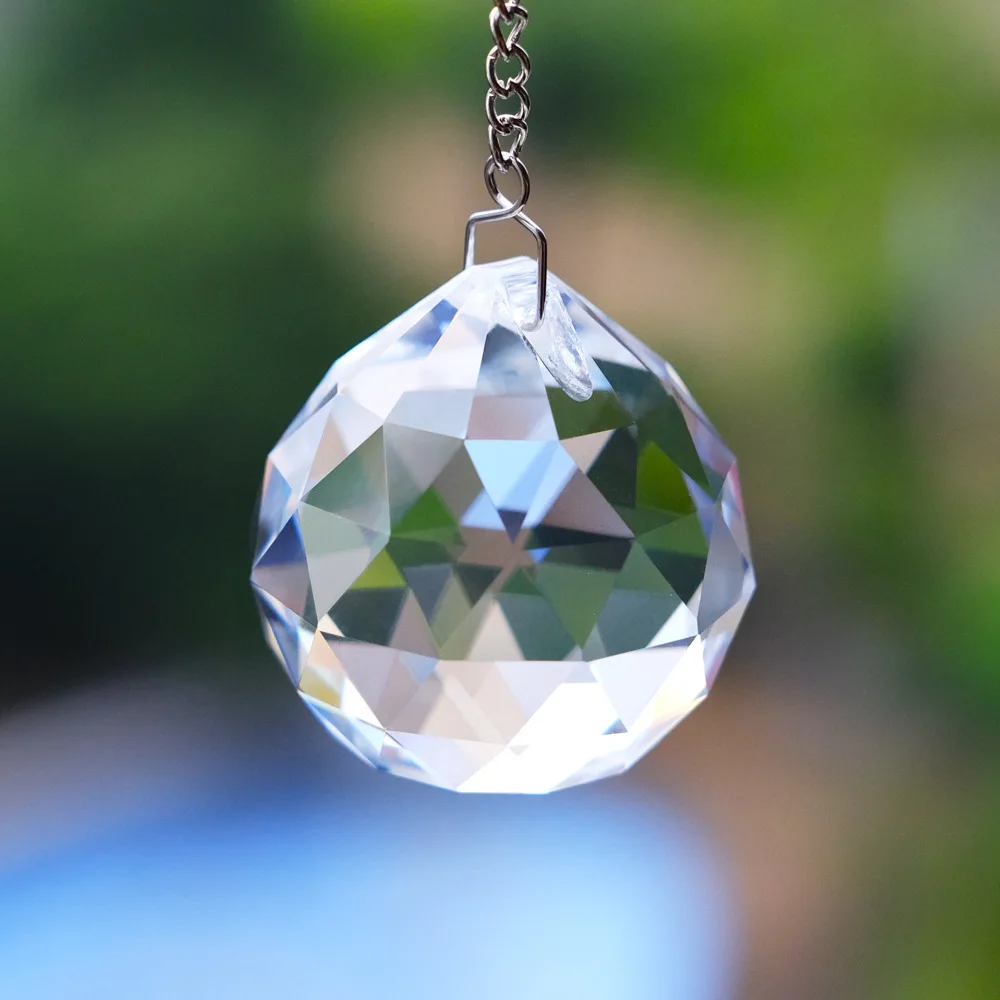 2PCS AB Color 40MM Crystal Ball Dorp Prism Pendant Suncatcher Chandelier Original Curtain Home Christmas Hanging Decor DIY
