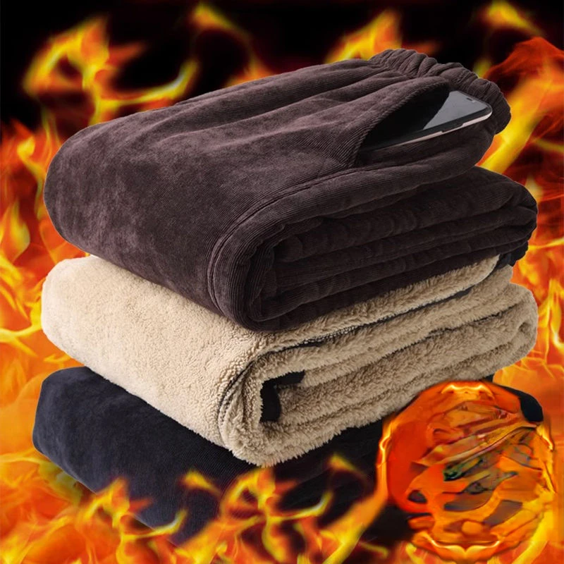 

Thicken Warm Men Pants 2024 Winter Men's Brushed Fabric Casual Fleece Pants Men Business Men Trousers Mens Clothing Q82