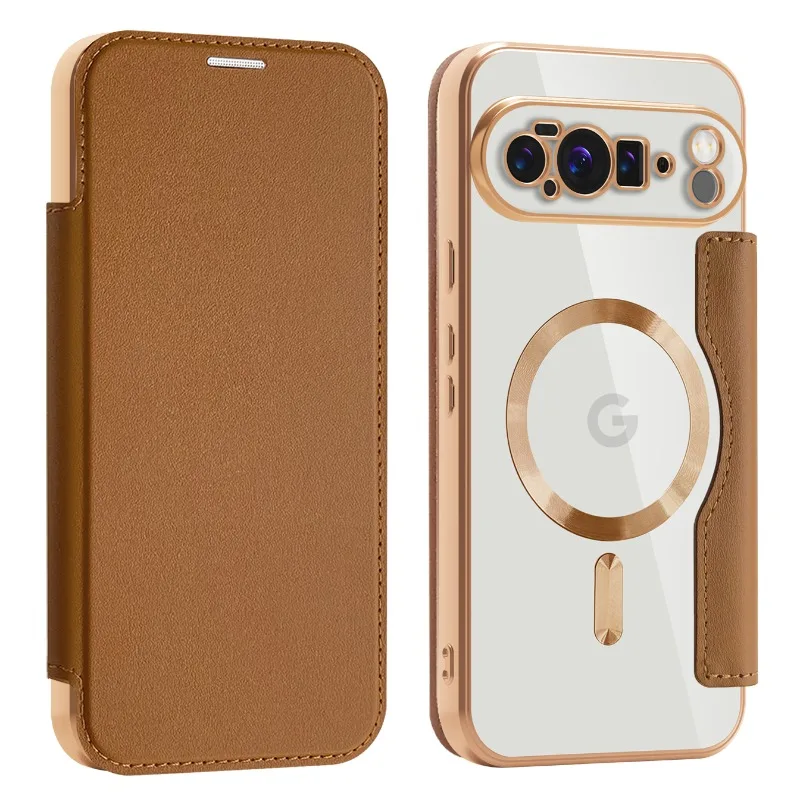 Luxury TPU Flip Card Holder Leather Phone Case with MagSafe Magnetic Wireless Charging Feature