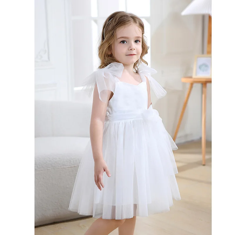Blumenmädchenkleider Rosa Tüll Puffy Mit Schleife Ärmellos Kleinkind Mädchen Taufe Hochzeit Geburtstag Partykleid Freizeitkleider – Detail 7