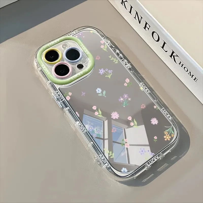 Spring Flowers Air Cushion Mirror Phone Case - Stylish Floral Design Cover