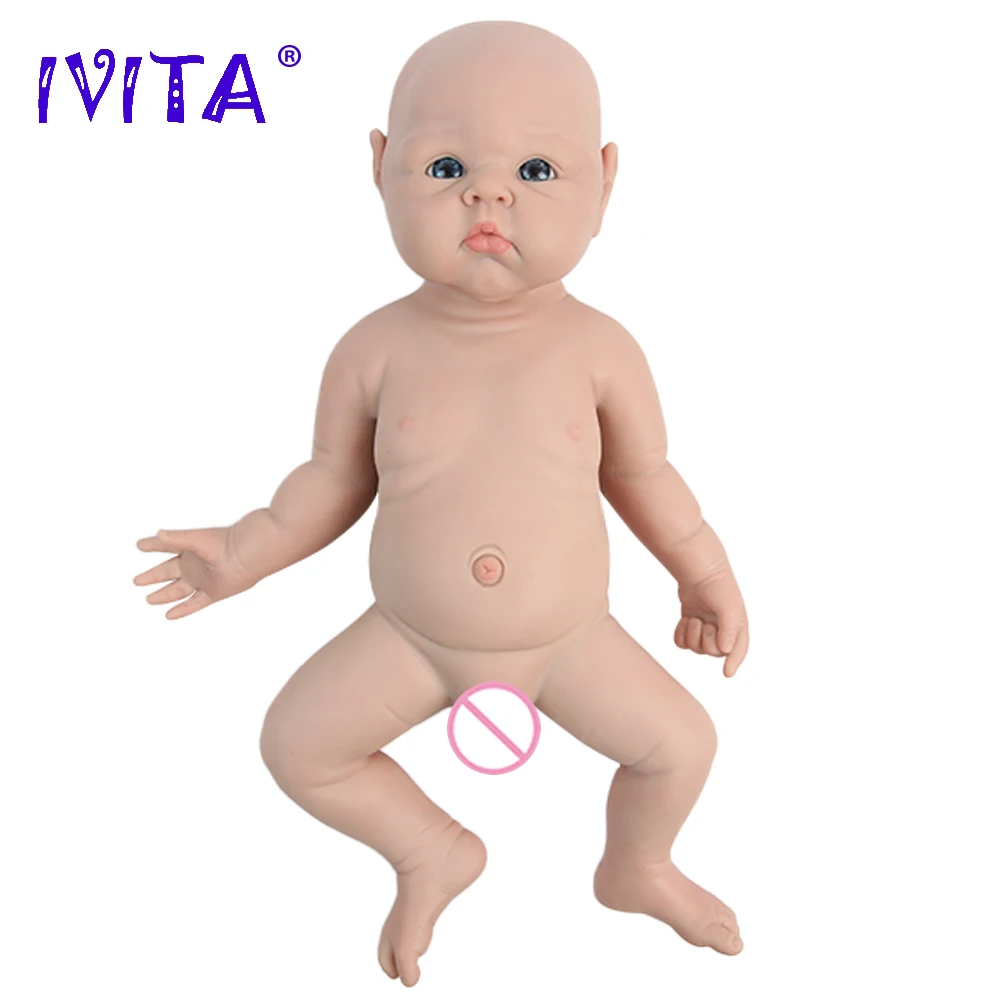 IVITA WG1525 47cm 3.29kg 100% Silicone Reborn Baby Doll Realistic Unpainted Girl Dolls with Eyes Baby DIY Blank Children Toys 2