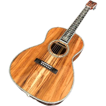 39 Inch All Solid Koa Wood OOO Type Acoustic Guitar with Real Abalone Inlays And Ebony Fingerboard Electric Guitarra