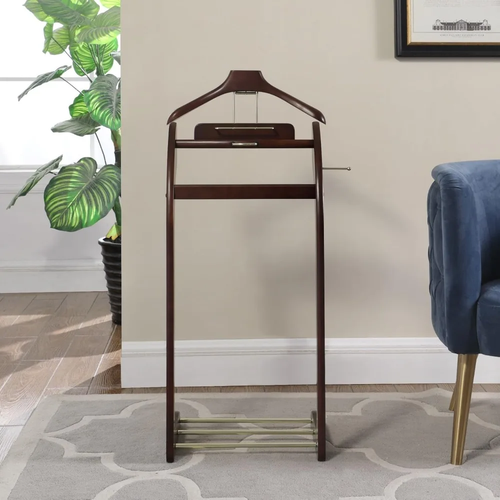 windsor suit valet stand vl16001 with top tray, contour hanger, trouser bar, tie & belt hooks and shoe rack, 17" w x 14" d x 40