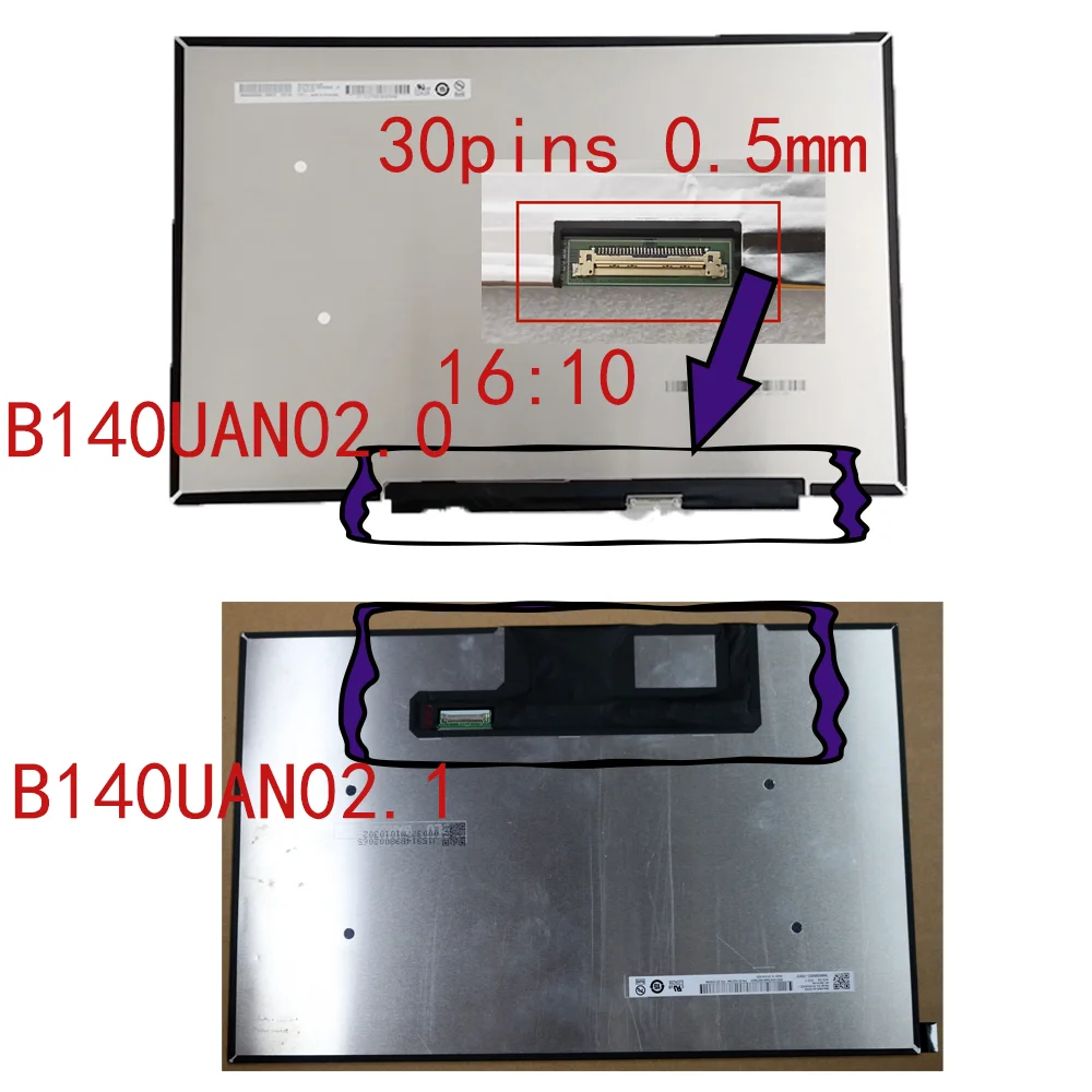 Nova B140uan02.0 B140uan02.1 Laptop Tela Led para Lenovo T14 Gen3 T14s Gen3 P14 16:10 1920*1200 Tela Fhd 5d10v82364 Matriz - Imagem 4
