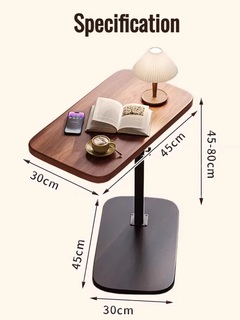 Liftable coffee table bedroom living room sofa side table 360&deg; rotating foldable desktop home bedside sofa storage rack folding table side table