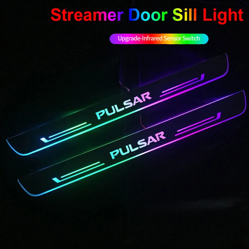 

For Nissan Pulsar Logo Car Welcome Pedal Ambiance Neon Decorative Sill Kick Plate Streamer Anti-collision Light Accessories