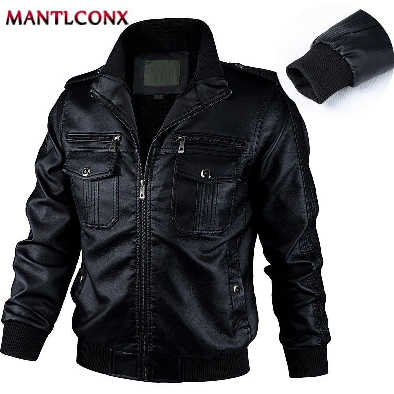 Description Picture 2 of itemLuxury Motorcycle Leather Jacket Men Windbreak Faux Leather Jackets for Men Autumn Winter PU Leather Coat Outerwear Black XL-3XL