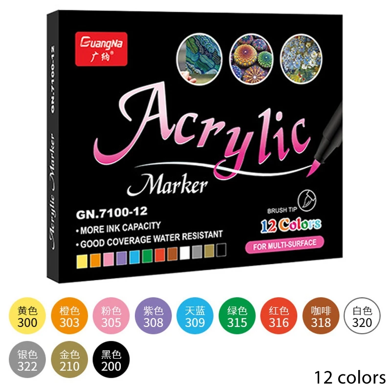 LIGHTWISH 60 Pennarelli Acrilici A Doppia Punta – Set Professionale Per Pittura Su Pietra, Ceramica, Vetro, Legno, Tela E Fai Da Te, Colori Vivaci - 2
