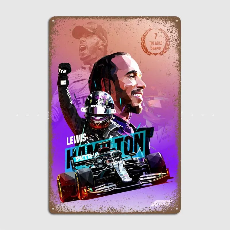 Lewis Hamilton 7Th Title Modern Home Decoration Accessori Segni In Metallo Poster Vintage F1 Wall Decor Garage Bar Decor Art Murale