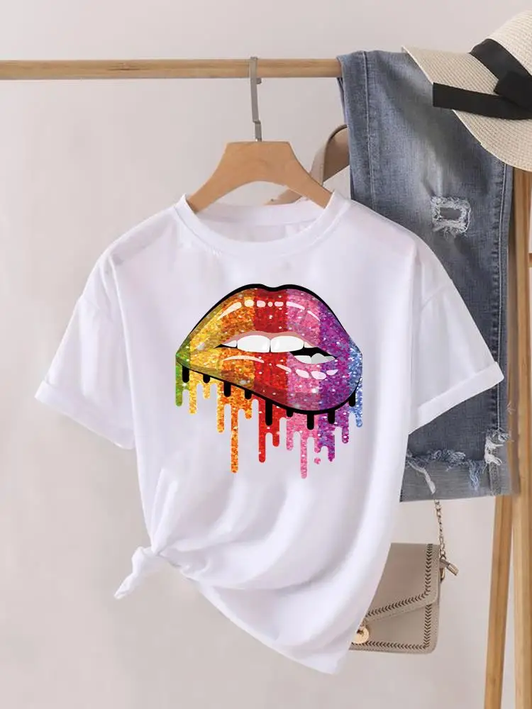 

Lip Sweet Lip Trend Cute 90s Style Tee Women Clothes Print Female Shirt Short Sleeve Lady Fashion Casual Graphic T-shirts