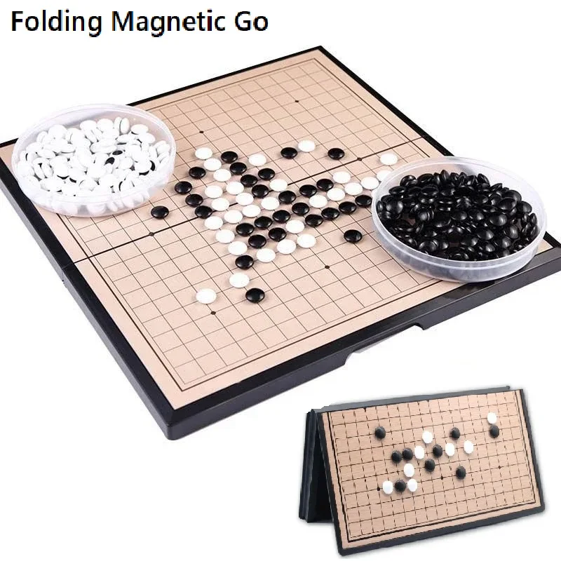 접이식 Weiqi 아크릴 체스 게임 세트, 블랙 화이트 체스 맨, 어린이 퍼즐, 체스 보드 게임 장난감 선물, 새로운 마그네틱 고 게임