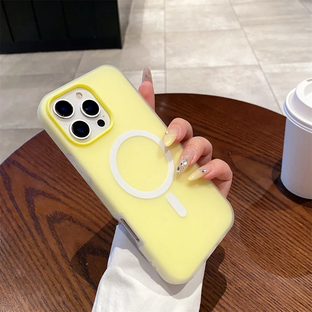 Luxury Candy MagSafe Wireless Charging Matte Phone Case with Magnetic Bumper Cover
