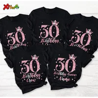 30th Birthday Queen Shirt Family Matching Outfit Pink Crown Birthday Crew Shirt 20th Party Custom Name Shirt 40th Birthday Squad 1