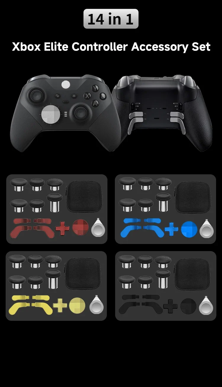 FOR Xbox One Elite Series 2 Controller Accessories Kit Metal D-Pad Trigger Paddles Repair set Gamepad Thumb Stick Grips