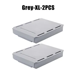 Self-Adhesive Under Desk Storage Drawer and Organizer Box (Grey-XL-2PCS)