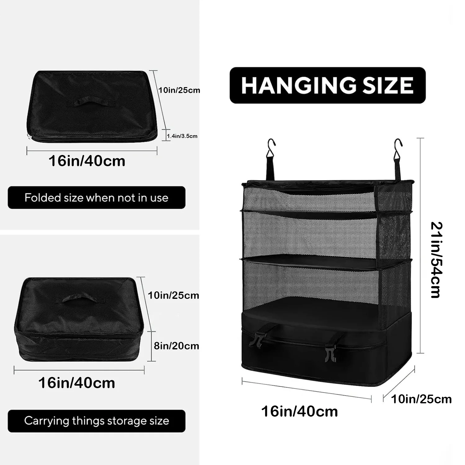 Luggage storage bag hanging packing cube, upgraded nylon fabric portable storage bag 16*10*21 inches, business travel essentials 2