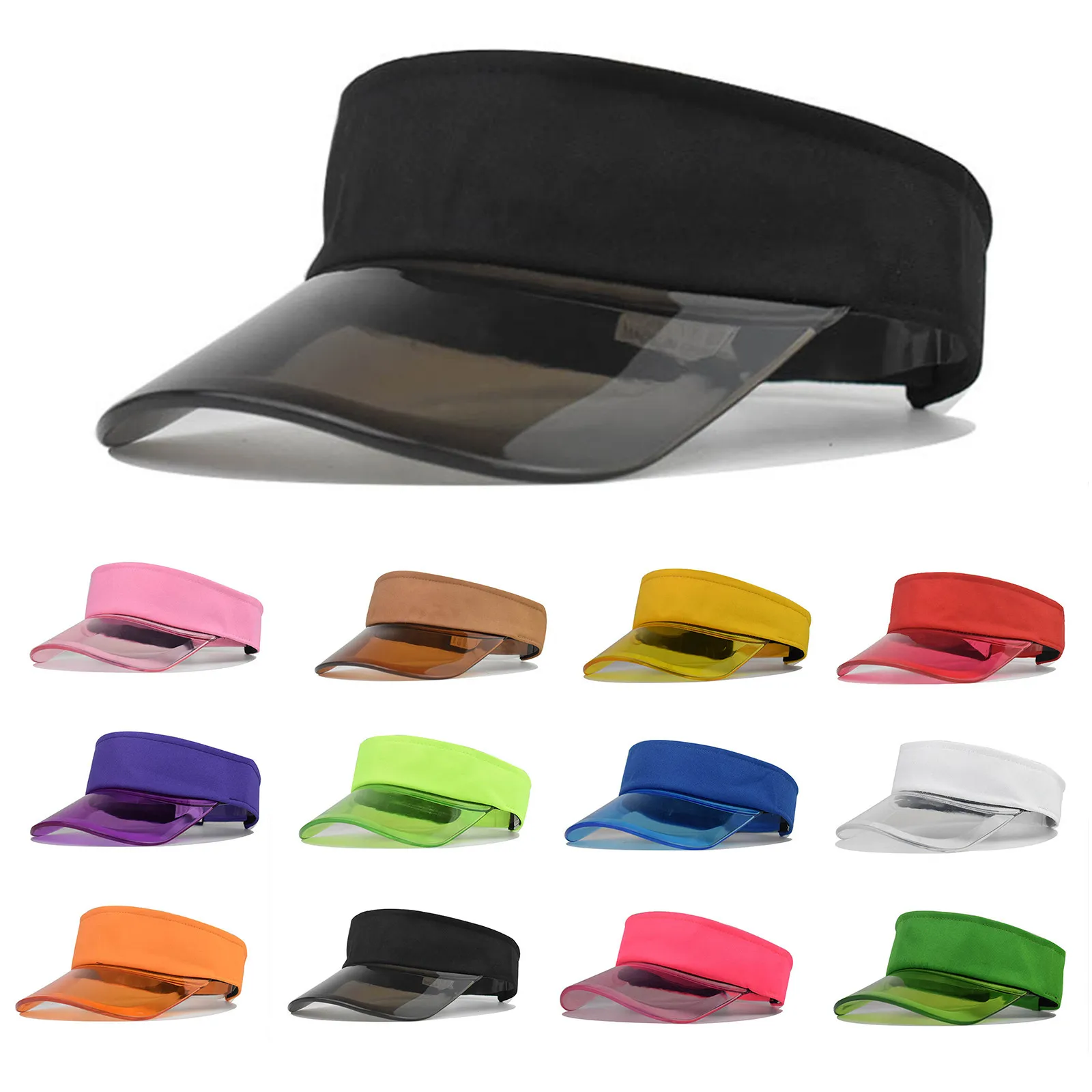 Women Sun Hat Summer Sun Hats Transparent Visor Caps Topless Empty Sun Visor Cap Ladies Adjustable Topless Beach Trip Cap