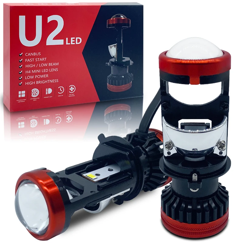 

Canbus H4 LED Projector Mini Lens Laser Projector Lens Headlight 120W Turbo Fan Auto LED Car Light Lamp 6000k Car Motorcycel