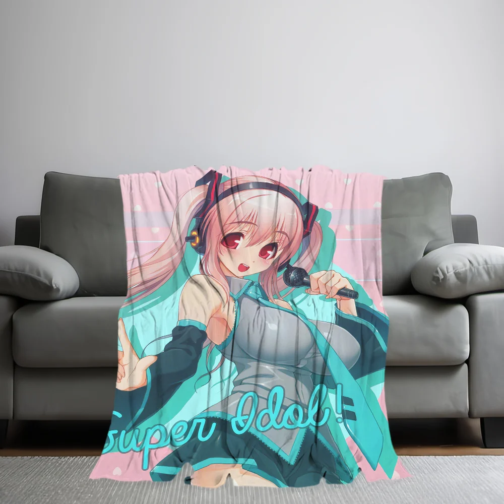 Anime Super S-Sonico Blanket Skin friendly comfort warm soft plush blanket suitable sofa living room office bedroom 3