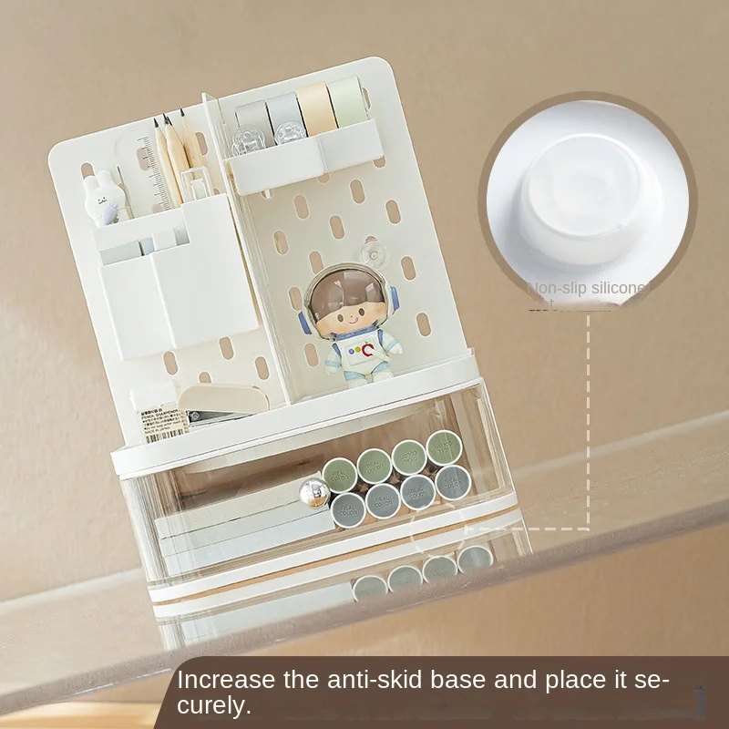 Large Capacity with Drawer Rotatable Hole Hole Plate Pen Holder Storage Box Desktop Storage High Appearance Level DIY