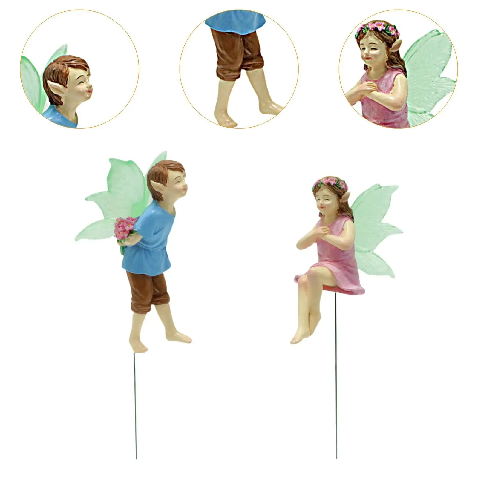 2 Pieces Fairy Couple Garden Stakes Decorations for Lawn Flower Pot Backyard