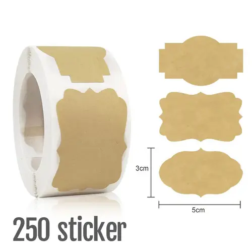 1Roll Kraft Paperblank Can Write Name Self-adhesive Sealing Gift Stickers Home Packaging Seal Labels Rectangle - Image 9