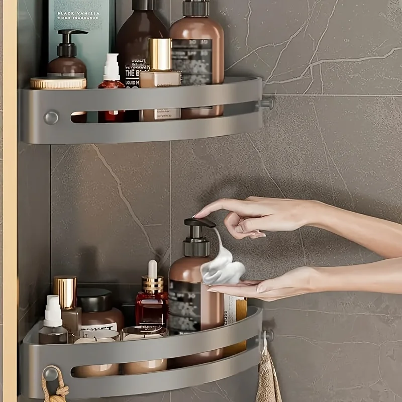 1/2 Layer Storage Rack Shower Bathroom Storage Rack Shampoo Shower Gel Cosmetics Bathroom Pendant Drilling Free Wall Corner