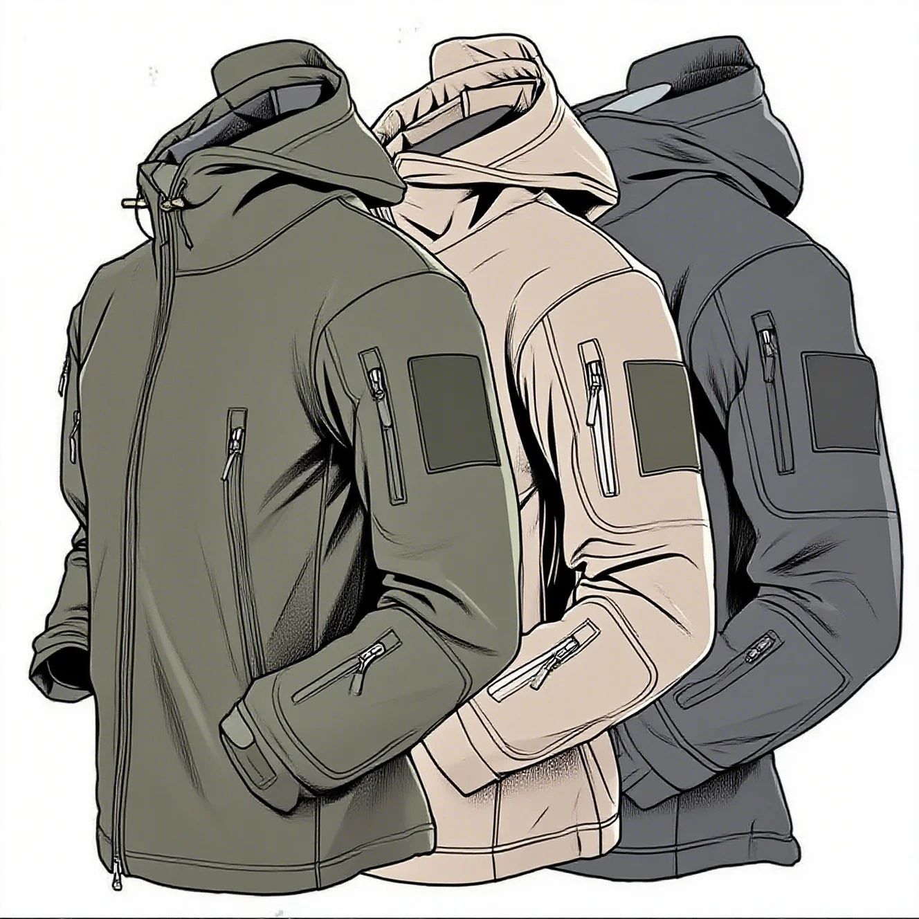 Veste de pêche softshell peau de requin 2024 - Imperméable coupe-vent tactique homme