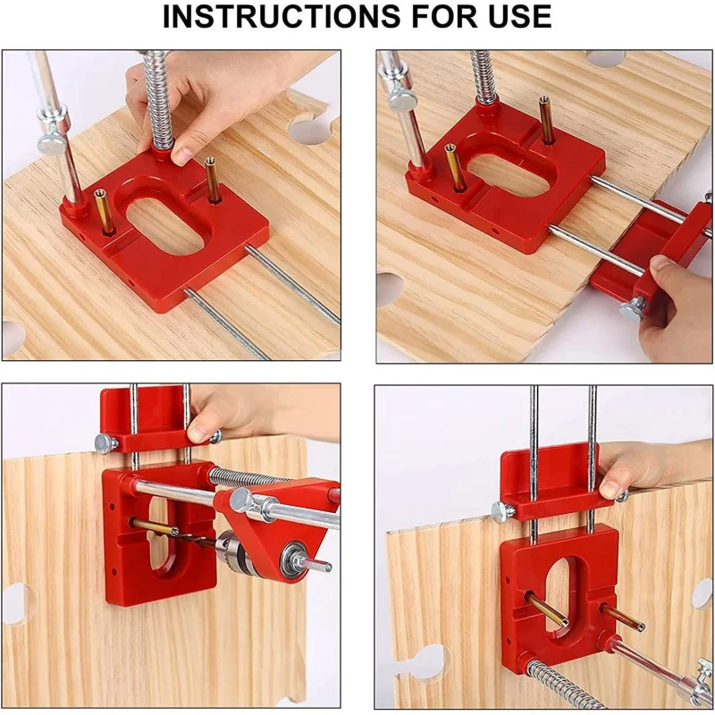 Woodworking Drill Guide-Precision Hole Positioning Tool for Carpentry, Adjustable Angle & Depth with Non-Slip Base