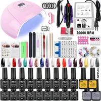 Manicure Set With Nail Dryer Base&Top Coat UV Nail Gel Polish Kit 18 Colors Gel Polish Set Semi Permanent Varnish Nail Tools Kit 1