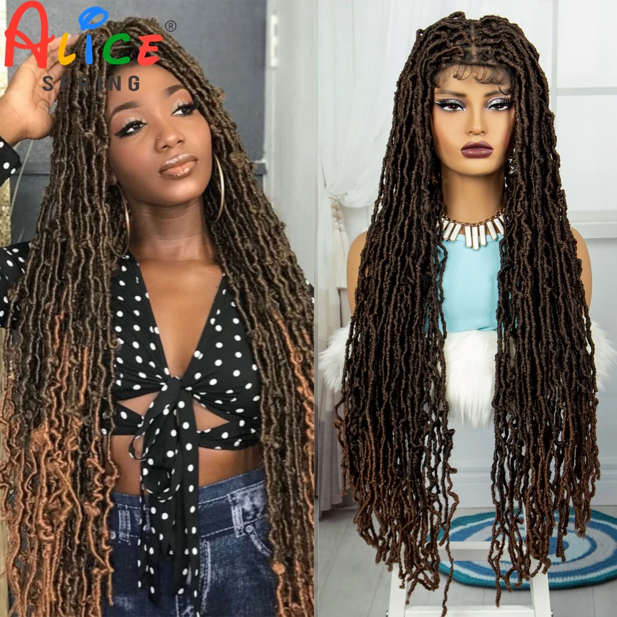 

Faux Locs Braided Wigs Synthetic Full Lace Knotless Box Braids Wig for Black Women Curly Crochet Braided Lace Frontal Twist Wigs