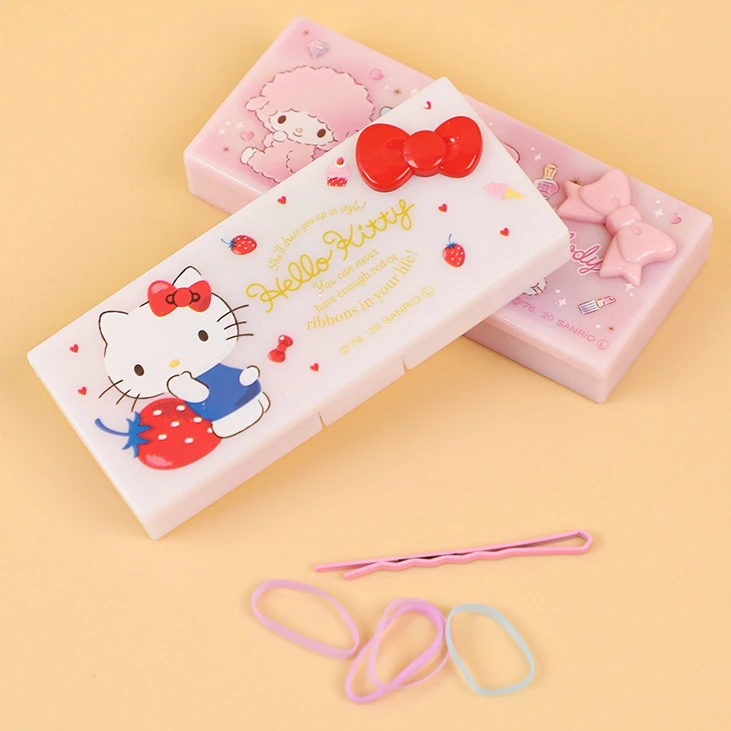

Sanrio Anime Hello Kitty My Melody Flip Cover Dust Proof Jewelry Box Girl Cute Hair Accessories Pendant Organize Storage Boxs