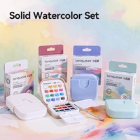 16 Colors Languo Solid Watercolor Paint Set Portable Storage Bag Painting Brush Palette Box Watercolor Pigment Set Art Suppies 2