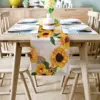 Sunflower Linen Table Runner Spring Flowers Dresser Scarf Table Runner Kitchen Family Dinner Banquet Wedding Holiday Party Decor 2