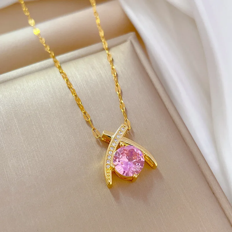 アクセサリー PETORA PENDANT PINK GOLD ELISA STATEMENT SHORT PENDANT NECKLACE, GOLD CARNATION