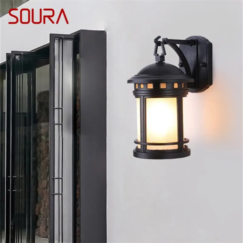 

·SOURA Outdoor Retro Wall Lamp Classical Sconces Light Waterproof IP65 LED For Home Porch Villa