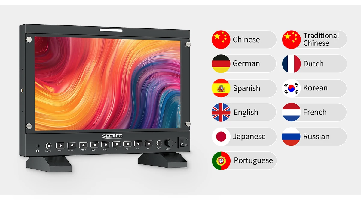 P133 PRO Broadcast Monitor 13.3in 1000nit Daylight Viewable 3G-SDI 4K 60Hz Scree