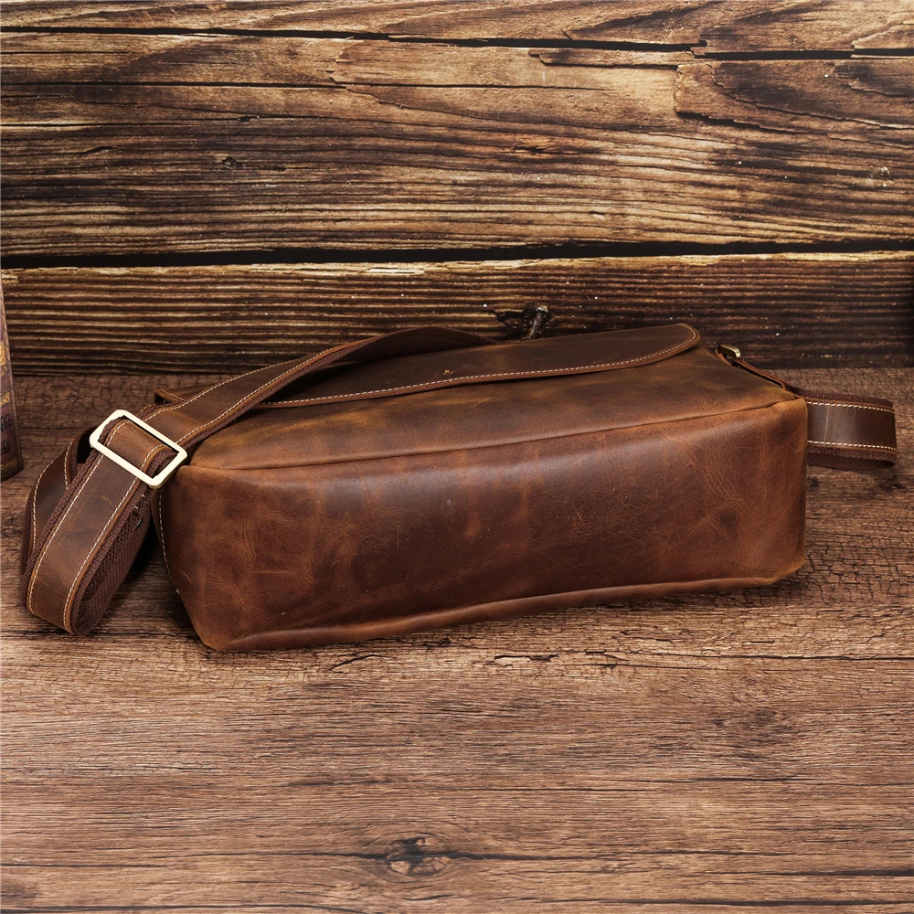 New Leather Shoulder Bag Men's Retro Casual Messenger Bag Crazy Horse Leather Personality Fashion Men's Bag