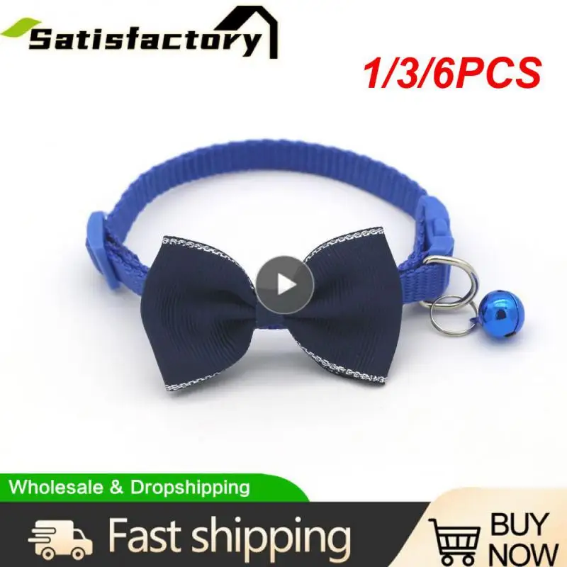 

1/3/6PCS Pet Collars New Pet Bow Bell Collars Cute Cat Collars Pet Supplies Multicolor Adjustable Pet Dressing Tool Pet