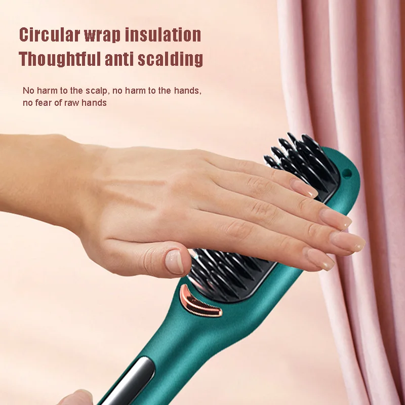 Negative Ion Electric Hair Straightening Comb Adjustable Anti-Scald Straightening Curling Dual Use Hair Styling Brush 4